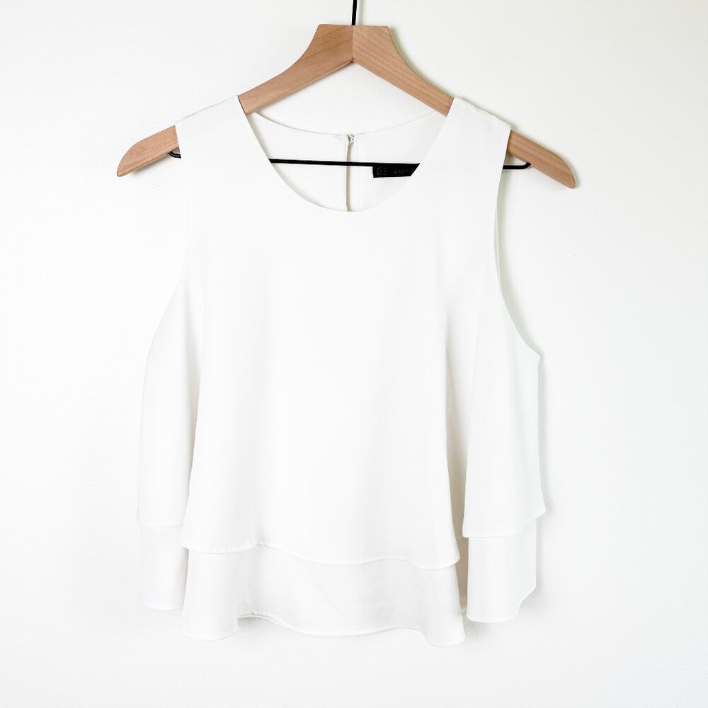 Zara White Cold Shoulder Blouse